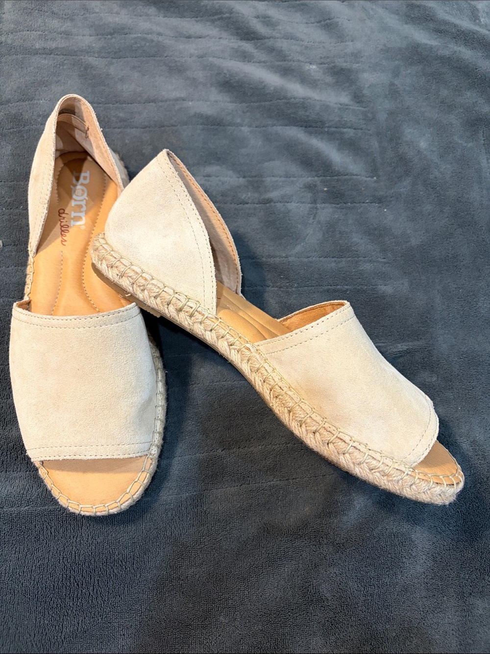 Born Neutral Suede Espadrille Drillers Flats